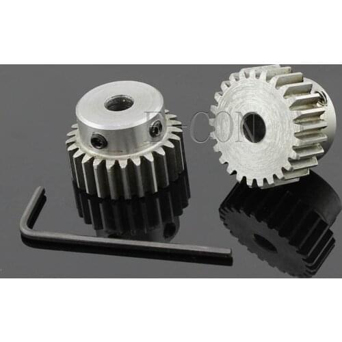 2pcs 1M25T 5/6/6.35/7/8/10/12/14/15/16/12.7mm Bore Hole 25 Teeth Module 1 Out Diameter 27mm Motor Metal Gear Wheel Top Screw