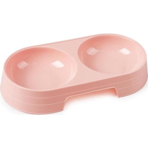 2 In 1 Pet Double Bowls Creative Easy To Clean Candy Color Plastic Bowl Pet Food Water Feeder Dog Cat Bowl Pet Feeding Supplies