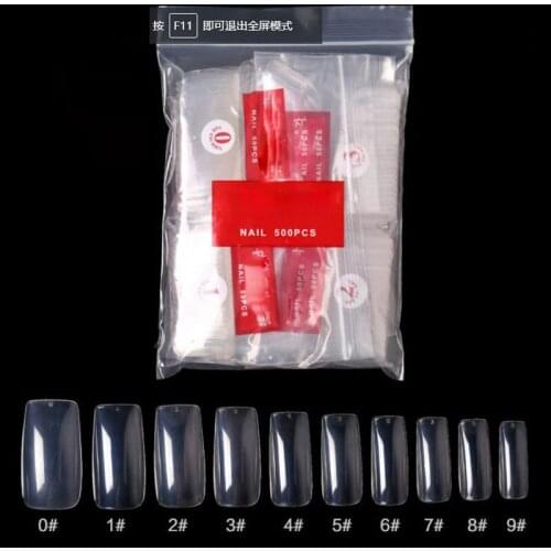 500 Pcs Frenc False Nails Tips Clear Full Cover Acrylic Fake Nail Tip Manicure Artificial Tips