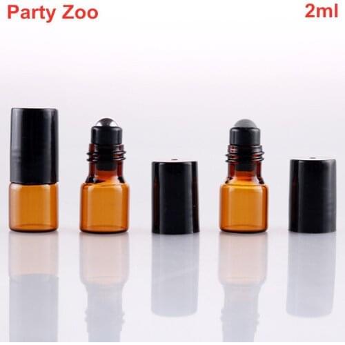 500 X Empty Mini 2ml Amber Roll On Glass Bottles Essential Oil Liquid Perfume Bottle With Metal & Glass Roller Ball Wholesale