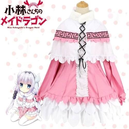 Anime Miss Kobayashis Dragon Maid Kamui Kanna Apron Dress Uniform Meidofuku Outfit Shirt Cloak Skirt Cosplay Costume