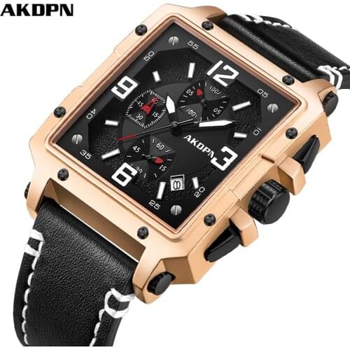 AKDPN 2021 Top Brand Luxury Mens Watches Chronograph Square Sports Quartz Wrist Watch Men Waterproof Clock Man Relogio Masculino