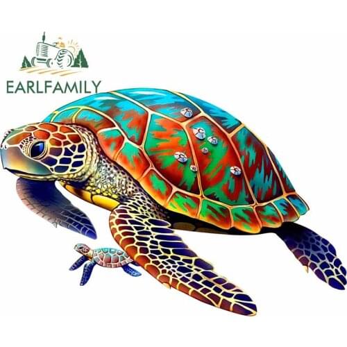 EARLFAMILY 13cm For Sea Turtle Car Styling Stickers Waterproof Decal Vinyl Material Laptop Sunscreen Campervan JDM SUV RV Decor