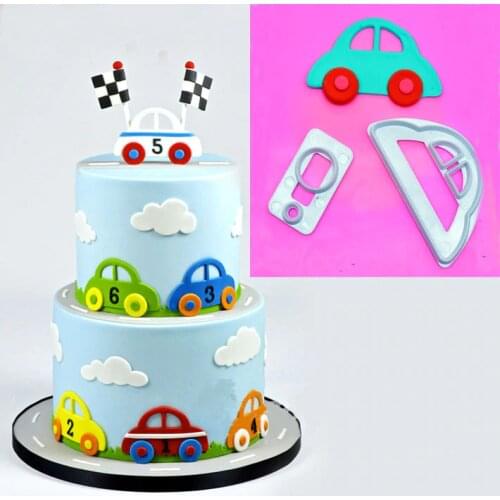 DIY Baking New 2Pcs Cars Cut Mold Fondant Cake Decoration Plastic Mold