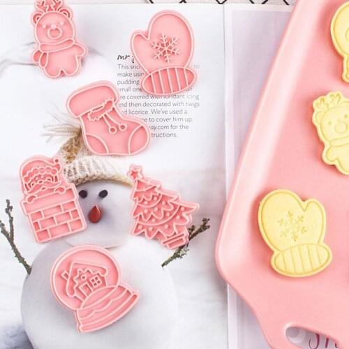 Christmas Cookie Mold Biscuit Stamper DIY Cartoon Biscuit Mould Cutters Baking Mould Cookie Tools Cake Decorating Tools