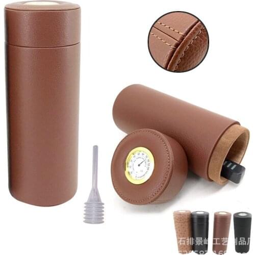 Classic Brown Cigar Box tube moisturizing strip with hygrometer Humidor Smoking Accessories Travel Portable Gift For Men