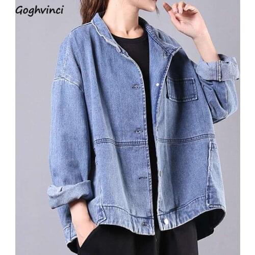 Women Basic Jackets Large Size 3XL Solid Oversize Button Unisex Leisure Korean Style Fashion Vintage Students Ladies Spring Chic