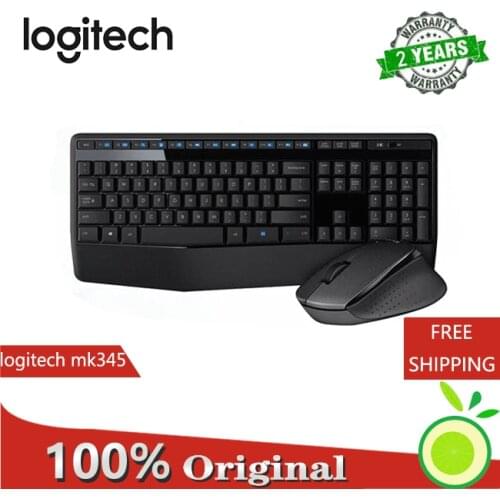 Logitech MK345 Wireless Keyboard Mouse Combos For PC Laptop Optical Ergonomic Mice Full Size Keyboard Combos Splash-Proof Office