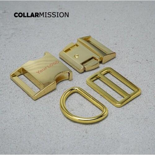 Metal buckle+Tri-Glid+D ring/set)Metal plated engraving buckle 30mm for backpack bag webbing DIY cat dog collar DIY accessories