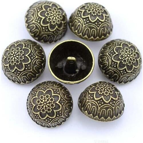 DIY clothing coat metal button sewing accessories decoration mushroom shape design pattern carved 50pcs/lot