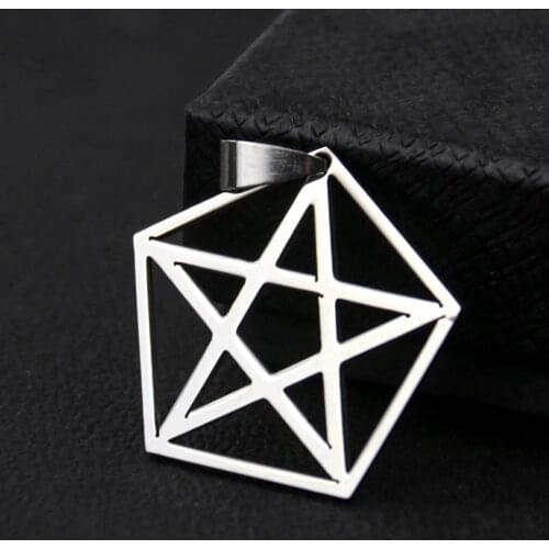 Fashion Stainless Steel Wicca Gothic Pentacle Star Pentagram Pentagon Pendant Supernatural Necklace Five Pointed Star Jewelry