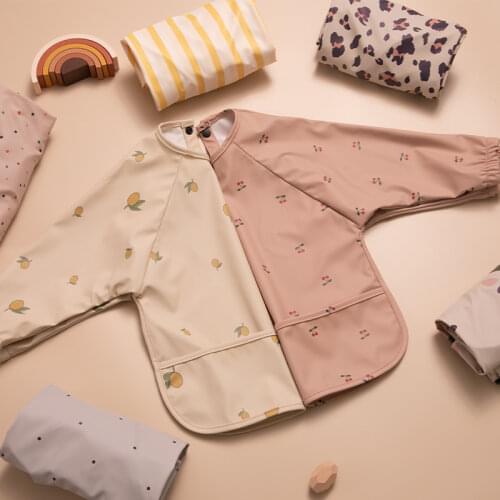 Infant Food Eating Bibs Waterproof New Born Meal Aprons Adjustable Children Art Smocks Baby Feeding Clothes with Long Sleeves