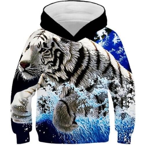 New 2020 Children 3D Hoodies Boys Girls Fashion Lovely Animal Tiger Wolf Lion Leopard Printed Hooded Sweatshirts Kids Pullovers