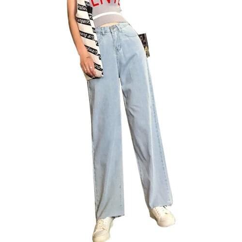 Autumn New Women High-waist Trousers Loose Casual Jeans Drape Straight Wide-leg Pants Cheap Feminine Pants Free Shipping