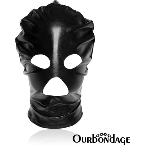 Ourbondage PU Leather Head Restraints Harness Fully Hood Bondage Screaming Shape BDSM Costume Men Women Sex Toys