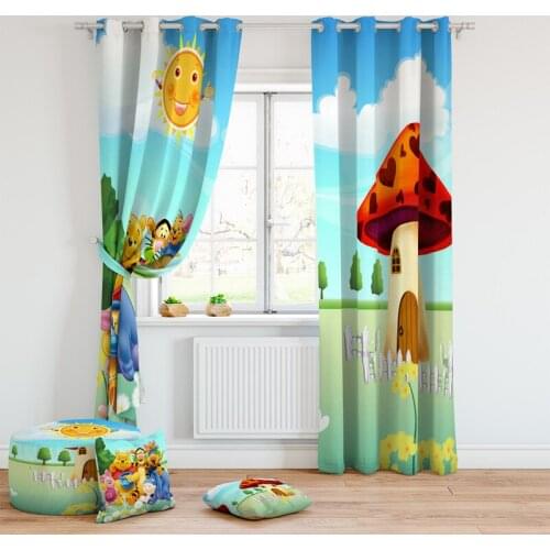 Custom Window Curtains for Living Room Bedroom Nursery Kid Children Room Window Tulle Sheer Drapes Bear Donkey Tiger Mashroom