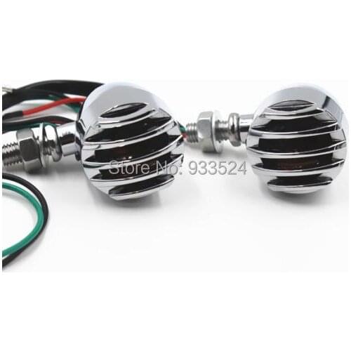Pair Chrome Amber Turn Signal Light Indicator Motorcycle Cafe Racer Old School Bobber For Honda Yamaha Suzuki Kawasaki