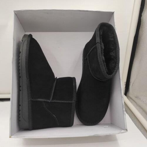 Real picture New arrival winter women snow boots natural Genuine leather Rabbit hair warm Snow boots warm Women shoes cowhide