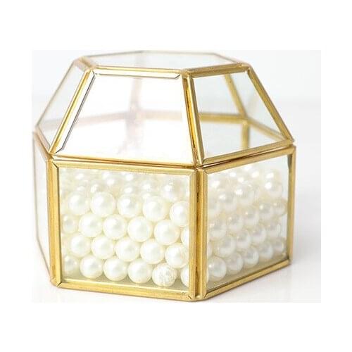 Nordic Style Copper Strip Storage Box Flip Jewelry Box Cosmetic Storage Box Earrings Engagement Ring Box