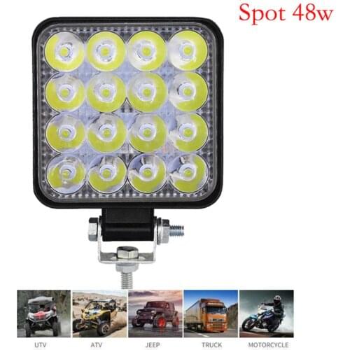 Led bar 48W led work light Spot Lights Square 16LED offroad Driving Light 12V 24V Car LED Truck Offroad headlight Accessories