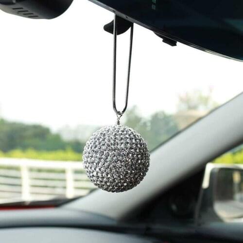 Ling Car Decor Crystal Ball Car Rear View Mirror Charm Rhinestone Hanging Ornament For Car Interior Accessories