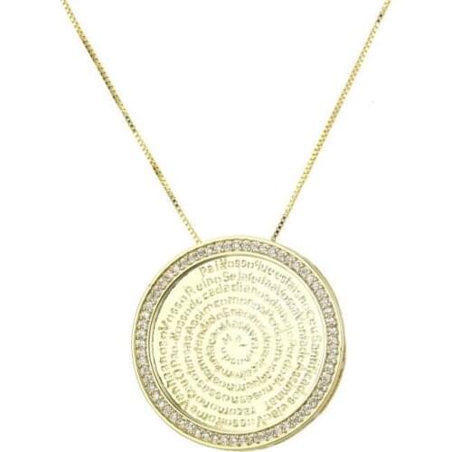 Vintage Religious scriptures Pendant Necklace for Women Baroque Style Black Chain Collar Necklace Pendients Jewelry Round gold