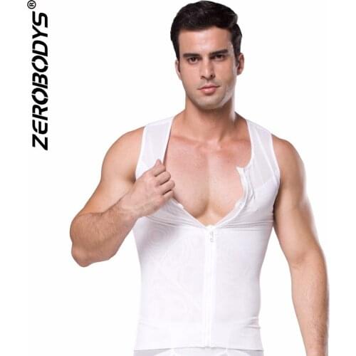 ZEROBODYS mens compression vest X shaper corset zipper mesh fabric body building clothing three color body belly vest 388