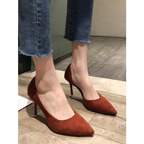 High heels womens 2021 new spring and autumn sexy ultra-fine heel net red pointed toe wild Korean fashion girl single shoes