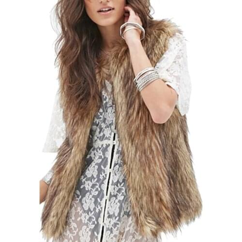 Newest Women Winter Ladies Coat Warm Faux Fur Vest Coat Sleeveless Covered Button Vest Jacket Waistcoat Outwear