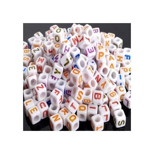 200pcs Mixed Color Cube Alphabet Letter Spacer Beads 0.24" FASHION