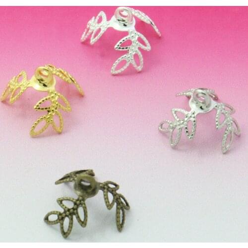 30pcs 12MM Three Flower Piece CAP CONNECTOR CLASP for DIY GLASS GLOBE VIALS&BOTTLES&BEAD Antique Bronze-Silver -Rose Gold Plated