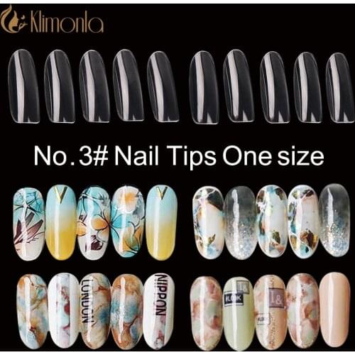 500Pcs Fake Nail N0.3 One Size Long Oval Shape Full Cover Display Practice Tools for Salon Sample Show Designs or DIY False Nail