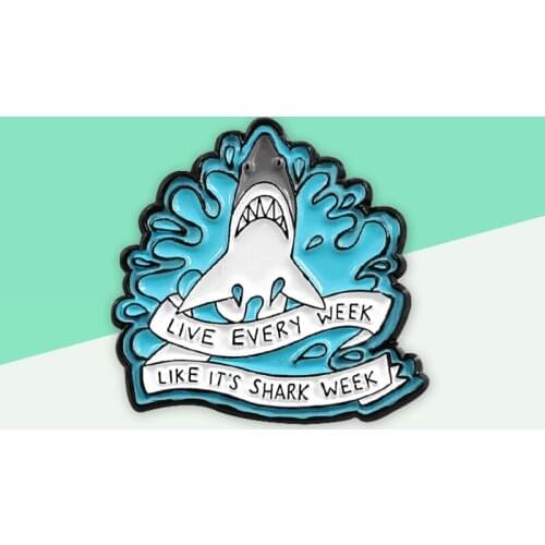 Ocean Series Shark Surfing Wave Pins! LIVE EVERY WEEK,LIKE ITS SHARK WEEK Personalized Cool Jeans Backpack Badge For Kids Friend