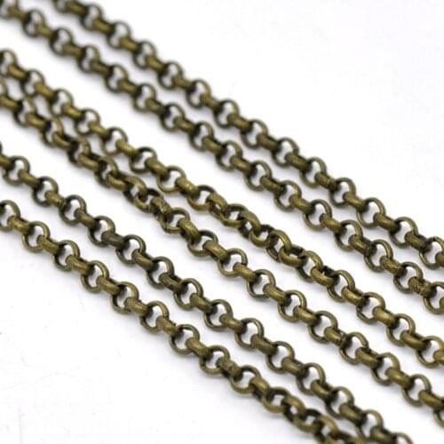 DoreenBeads Alloy Link Cable Chains For Jewelry DIY Findings Antique Bronze Color Handmade Earrings Tassel Components Charm, 1 M