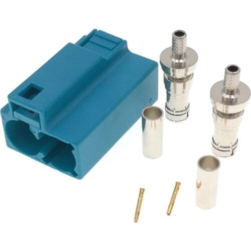 Fakra Double "Z" Jack Female Automotive DAB+ Radio GPS Antenna Connector Waterblue Crimp For RG316 RG174 Cable