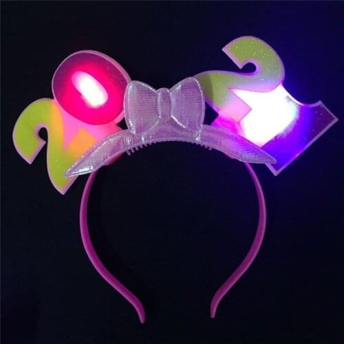 2021 flash fiber-optic card happy new year Christmas flashing toy Gift love props glowhair hoops annual stage bar issue card