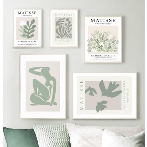 Wall Art Canvas Painting Abstract Matisse Woman Sit Dance Green Leaves Nordic Posters And Prints Decor Pictures For Living Room
