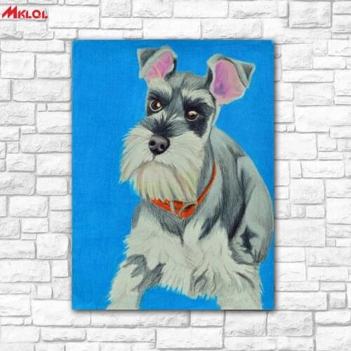 Large Wall Art,Schnauzer dog ,Restaurant study Bedroom Decor Wall oil Painting Print Nice wall picture for living room no frame