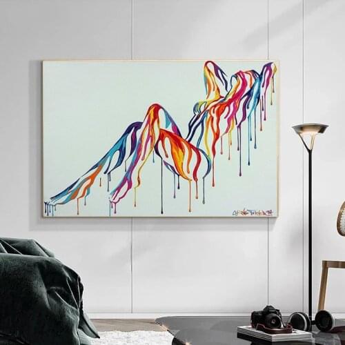 Colorful Abstract Sexy Girl Nude Canvas Painting Posters and Print Picture for Living Room Wall Art Pictures for Bedroom Cuadros