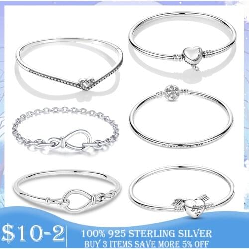 Chunky Infinity Knot Chain Bracelet 925 Sterling Silver Knotted Bow-knot Clasp Infinite Love Chain Bracelet Fine jewellery Gift