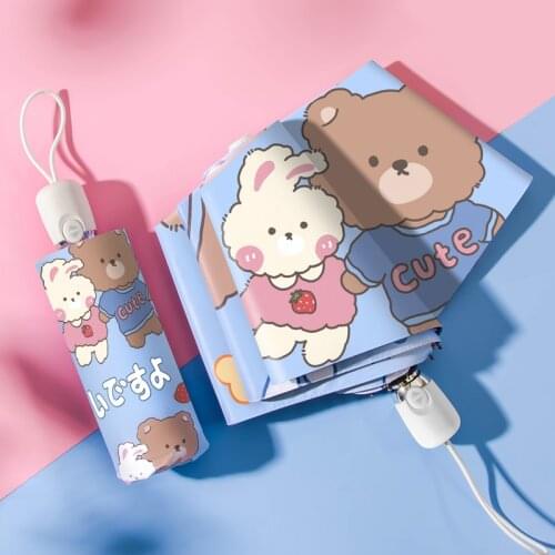 Mini Sun umbrella cute ins wind mini automatic rain umbrella female sunscreen and UV protection parasol umbrella