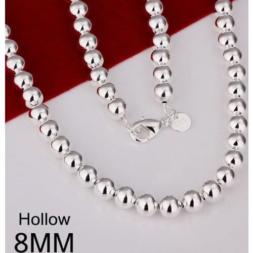 N111-2 925 sterling silver Necklace, 925 silver Pendant fashion jewelry 8mm Bean Necklace-Hollow N /amuajeba dykampra