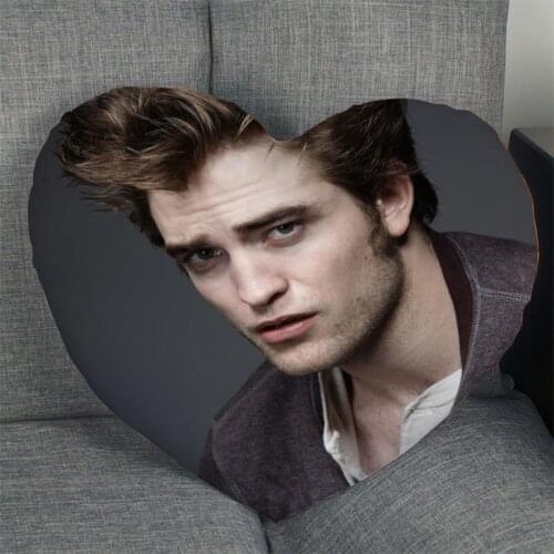 Robert Pattinson Pillow Cover Home Office Wedding Decorative Pillowcase Heart Shaped Zipper Pillow Cases Satin Fabric Best Gift