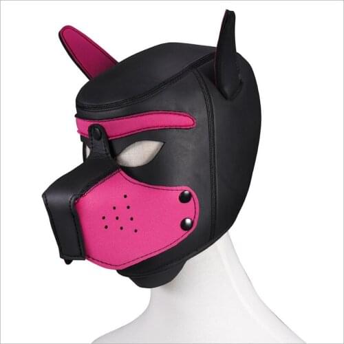 Brand New Fashion Padded Latex Rubber Role Play Dog Mask Puppy Sexy Cosplays Full Head With Ears BDSM Bondage Hood S0830