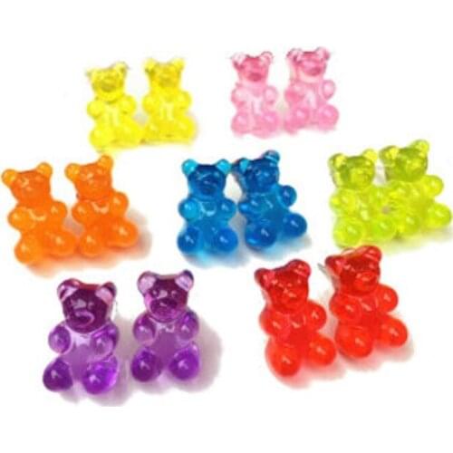 New Arrival 2 Pair Creative Cute Mini Gummy Bear Earrings Minimalism Cartoon Design Female Ear Hooks Danglers Jewelry Gift