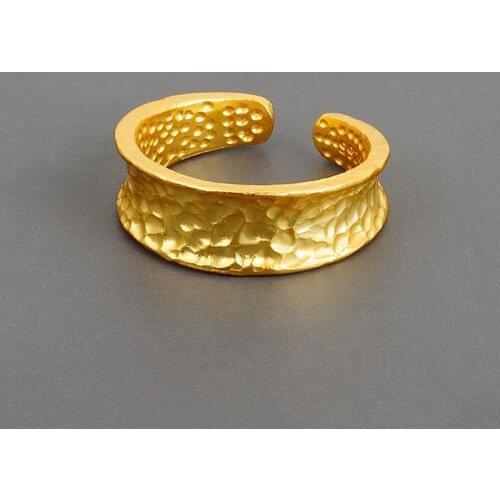 ORZTOON New korean Fashion Minimalist Irregular Concave And Convex Surface Ring For Women Brass Simple Trendy Gold Ring Jewelry