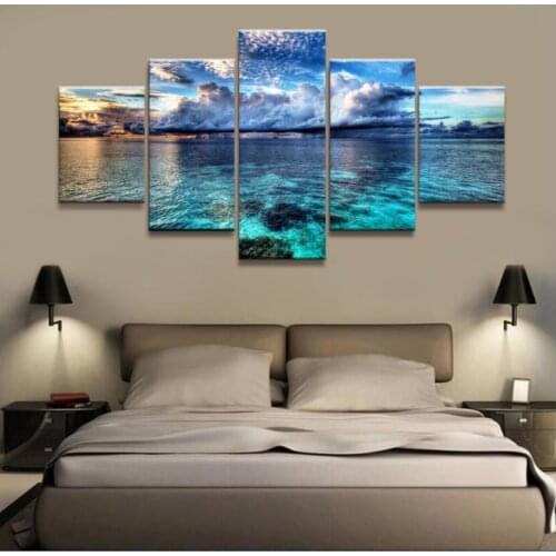 Canvas Print Painting Wall Art 5 Panel Beautiful Artwork Sea Scenery Modern Pictures Home Decor For Living Room Landscape Poster