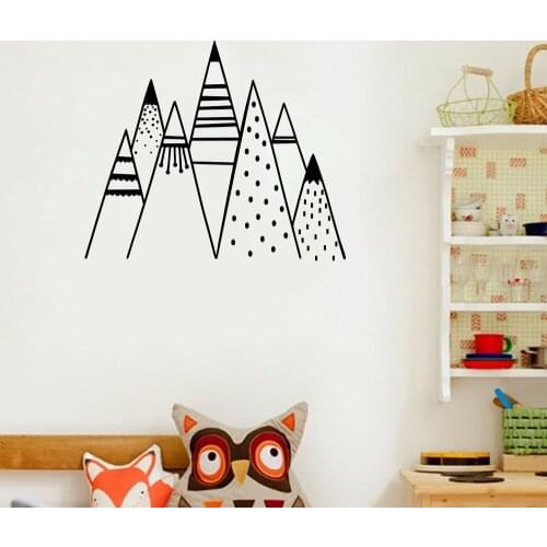 Personalized Hill Painting Brush Wall Sticker Black and White Simple Decoration for Living Room and Study Wall Pasting