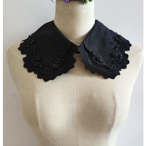 Fake collar double layer detachable embroidery buttons rhinestone applique doll sewing shirt collar sunscreen clothing fabric