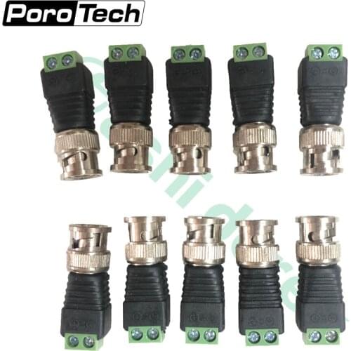 10PCS BNC CCTV Connectors Mini Male Connector CCTV Camera Connector for AHD CVI TVI Camera Coax/Cat5/Cat6 Cables 12/24V DC